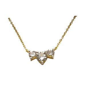 Created White Sapphire Necklace Gold-Plated 18 inch Chain With Triangular Pendan